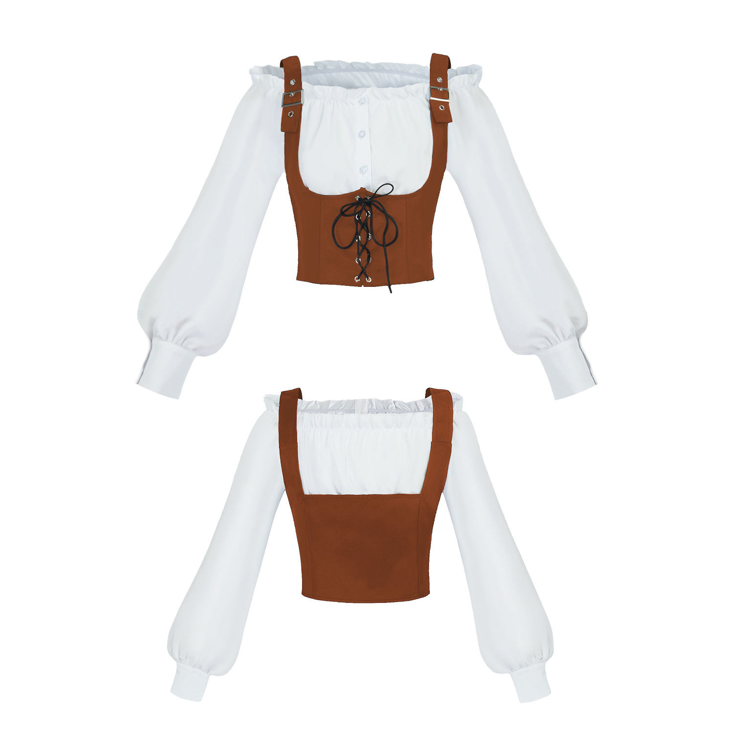 Blouse Off Shoulder - Renaissance 2 Piece Costume Set, Off