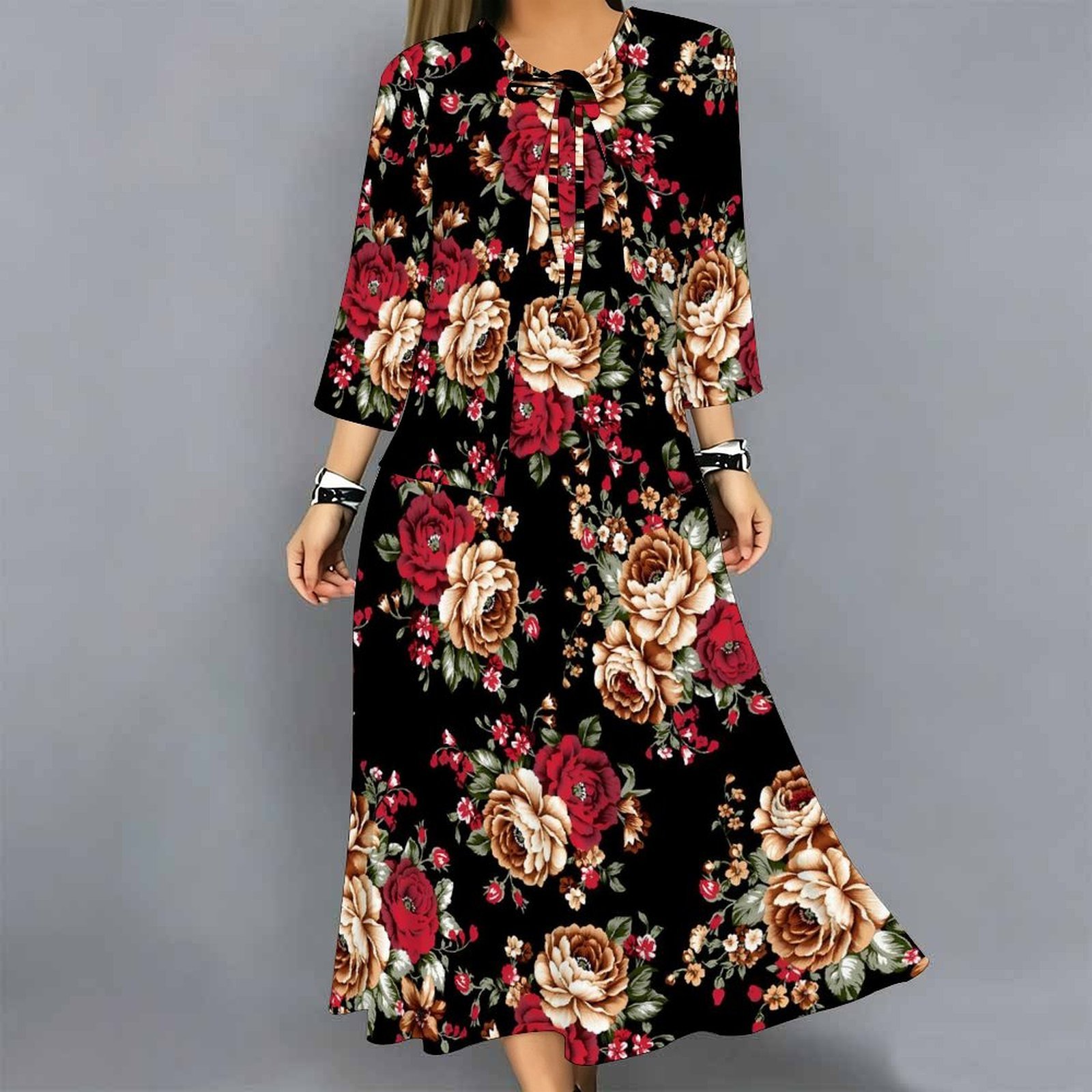 Women 2 Piece Dress Set Print  - Midi Skirt Floral recension och pris
