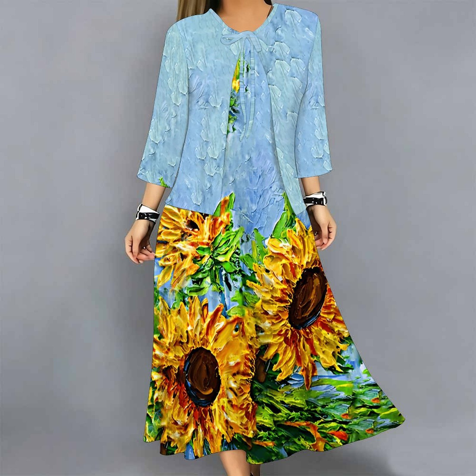 Women 2 Piece Dress Set Print  - Midi Skirt Floral recension och pris