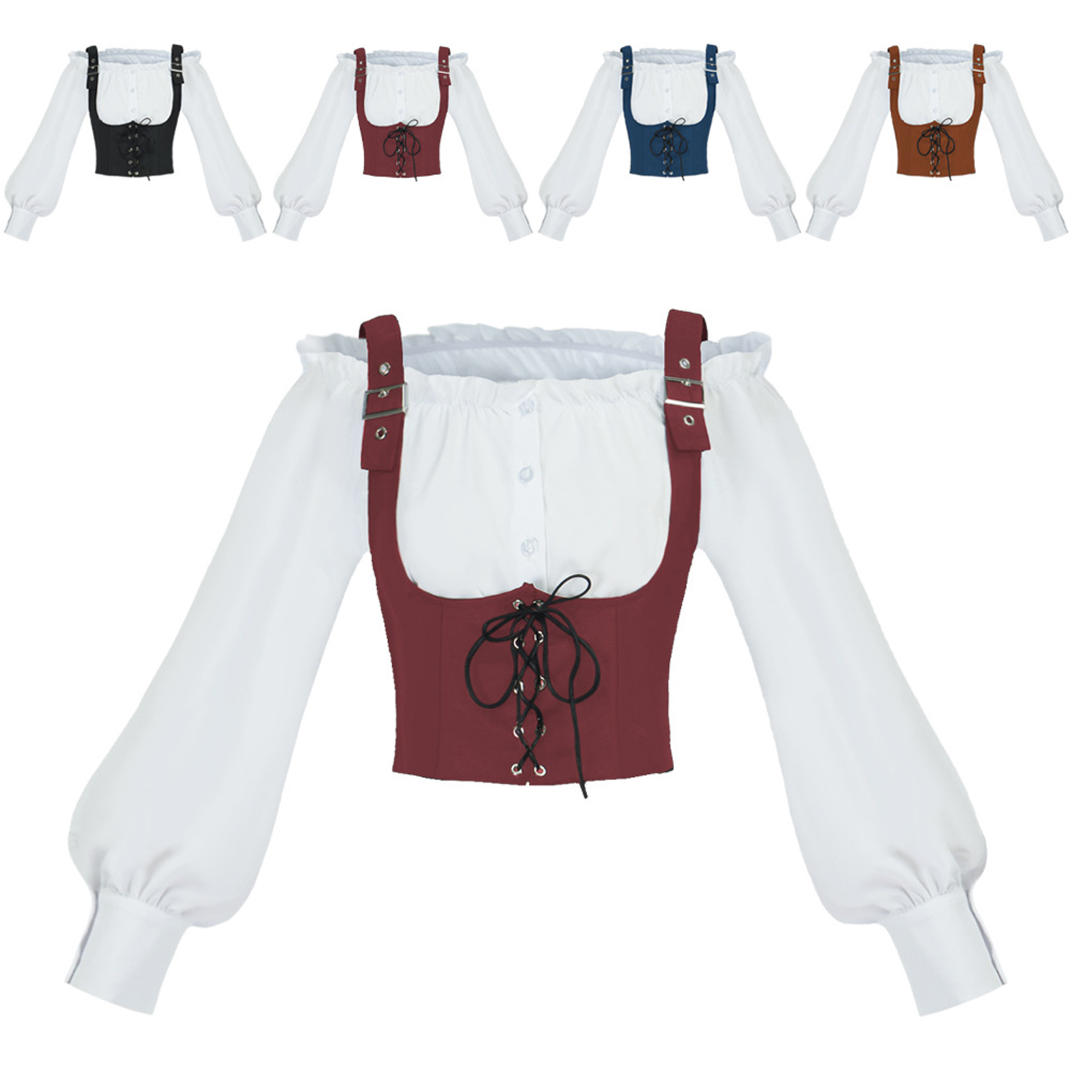 Renaissance 2 Piece Costume Se - Blouse Off Shoulder recension och pris