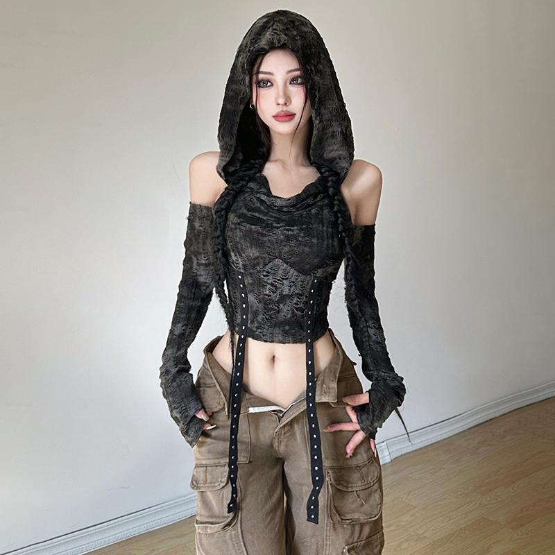 Off Shoulder Hoodie Long Sleev - Blouse Off Shoulder recension och pris