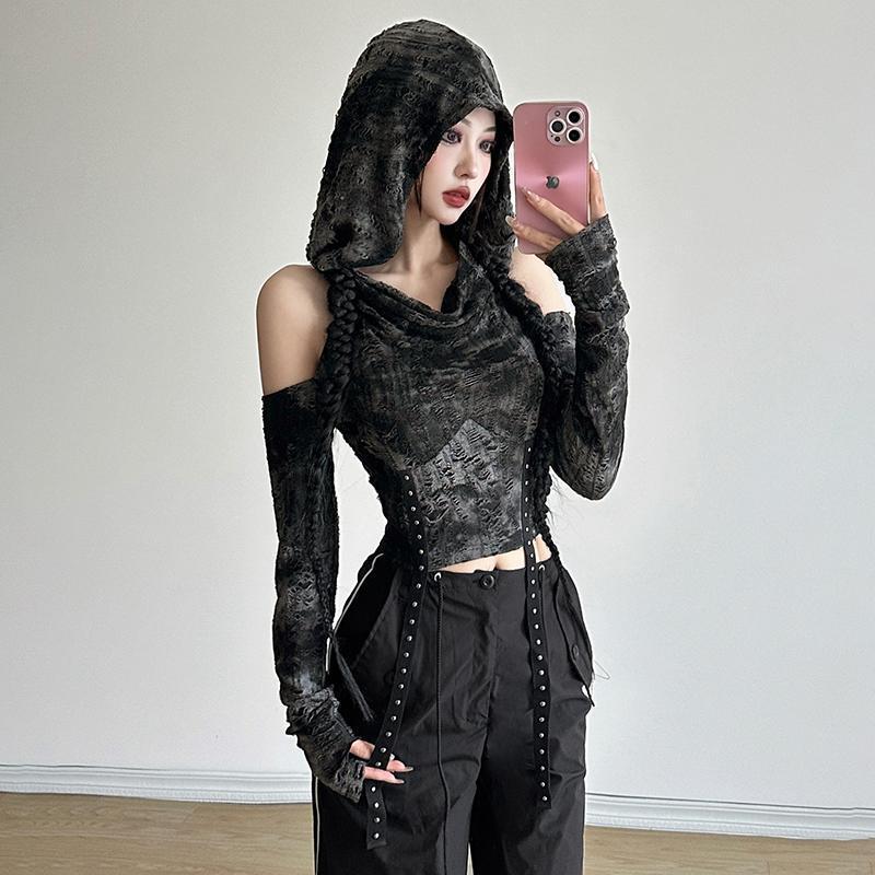 Off Shoulder Hoodie Long Sleev - Blouse Off Shoulder recension och pris
