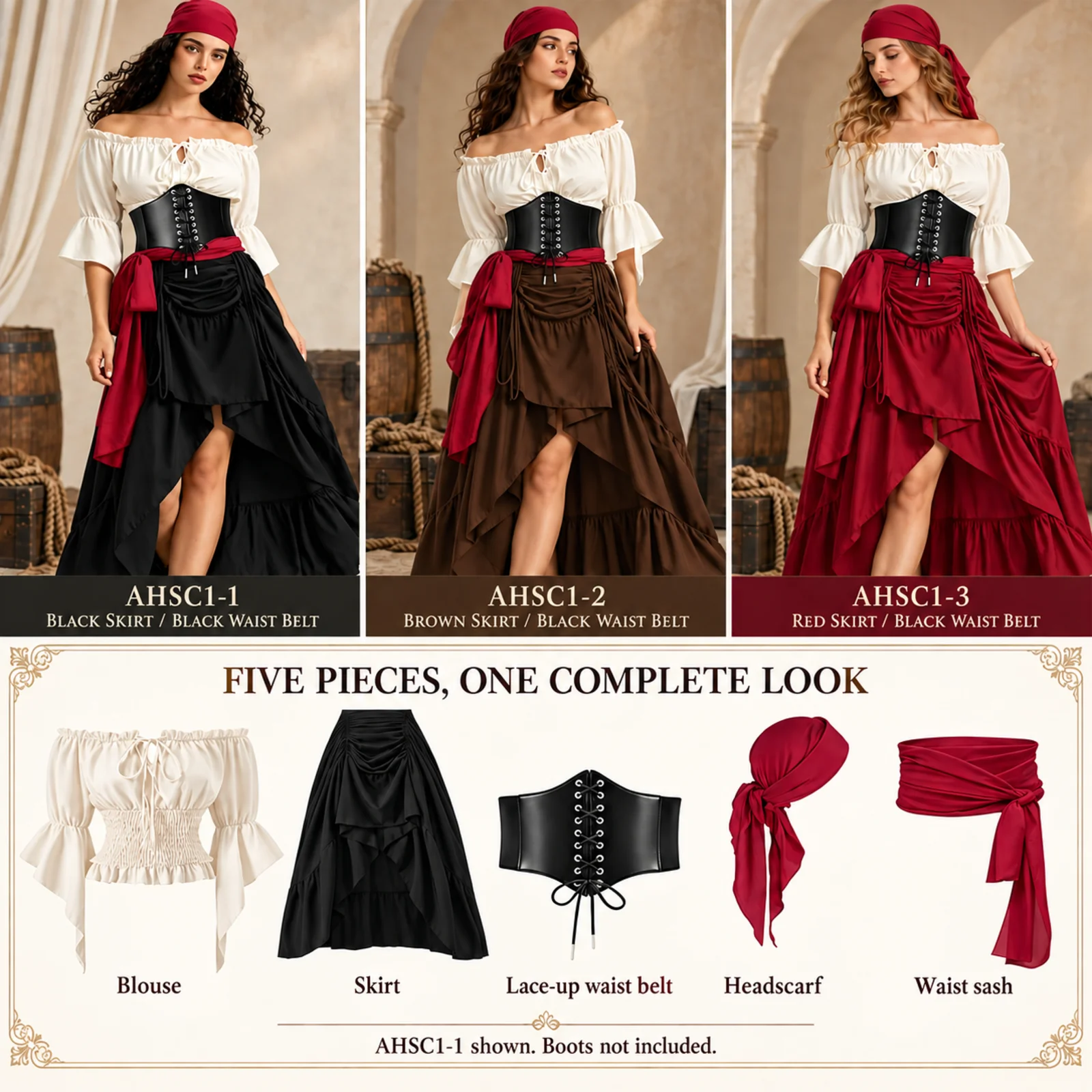 Women Pirate Costume Set Blous - Blouse Off Shoulder recension och pris