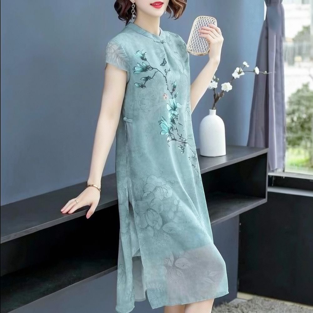 Summer Chiffon Floral Dress El - Midi Skirt Floral recension och pris